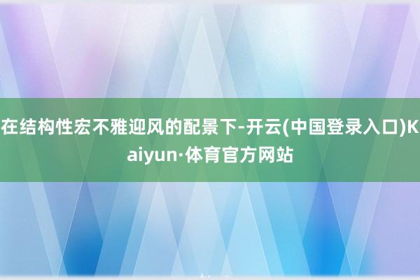 在结构性宏不雅迎风的配景下-开云(中国登录入口)Kaiyun·体育官方网站