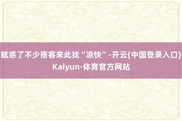 眩惑了不少搭客来此找“凉快”-开云(中国登录入口)Kaiyun·体育官方网站