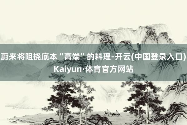 蔚来将阻挠底本“高端”的料理-开云(中国登录入口)Kaiyun·体育官方网站