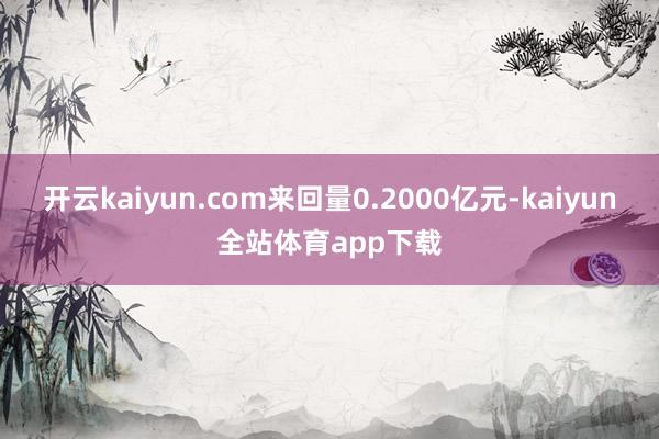 开云kaiyun.com来回量0.2000亿元-kaiyun全站体育app下载